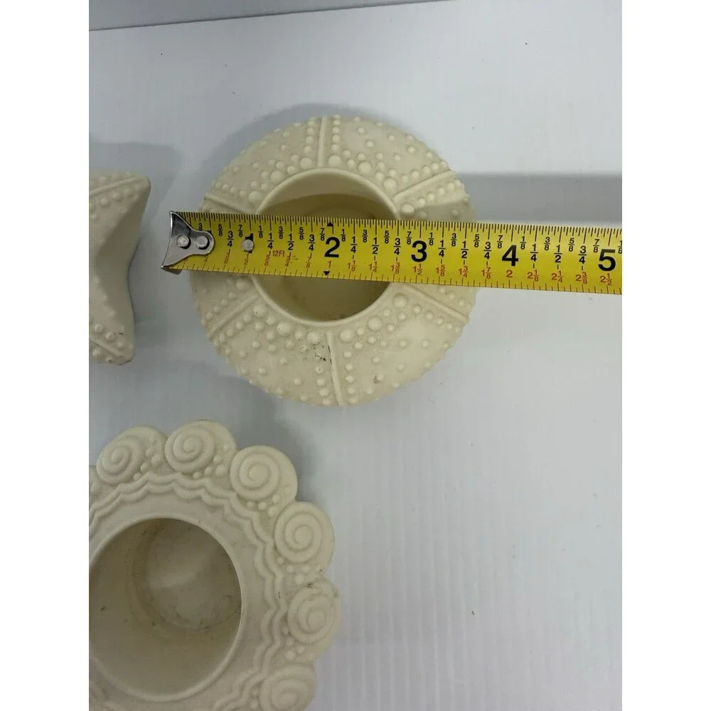 VTG Partylite Retired 3PC Sea Drifters Bisque Shells Tealights Candle Holders - Picture 5 of 6
